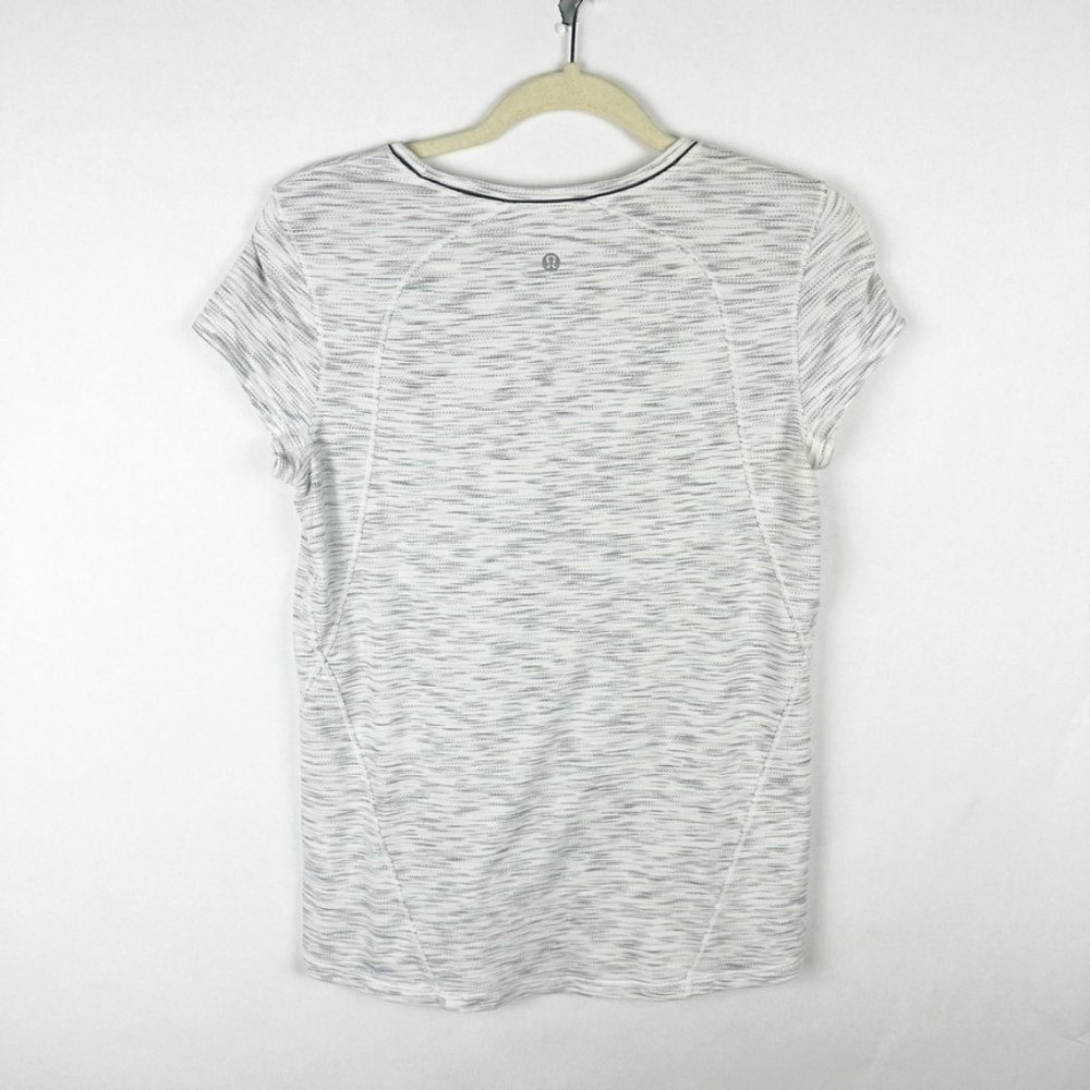 Lululemon Another Mile Short Sleeve Shirt Size 6 Tiger Space Dye Black White - Picture 4 of 4